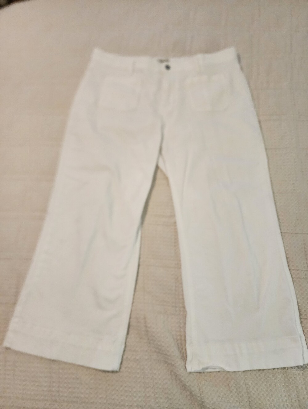 Luvamia White Wide-Leg Cropped Denim Pants 2XL Summer Beach Vacation
